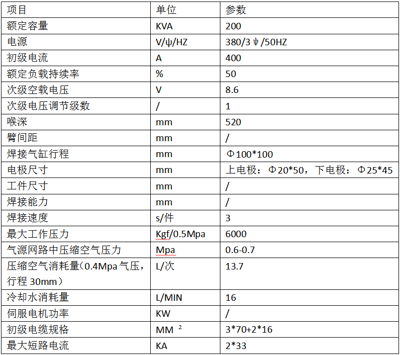 空调三螺柱凸焊专机产品参数